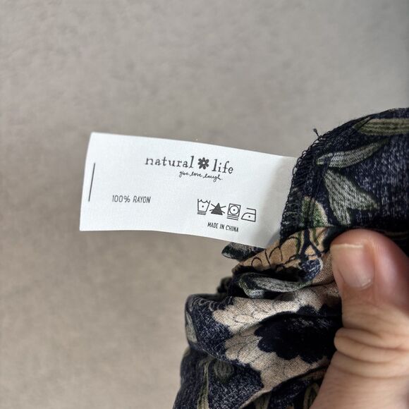 Natural Life Mini Dress Women’s Size XXL Empire Waist Smocked Chest Dark Florals - Picture 15 of 15